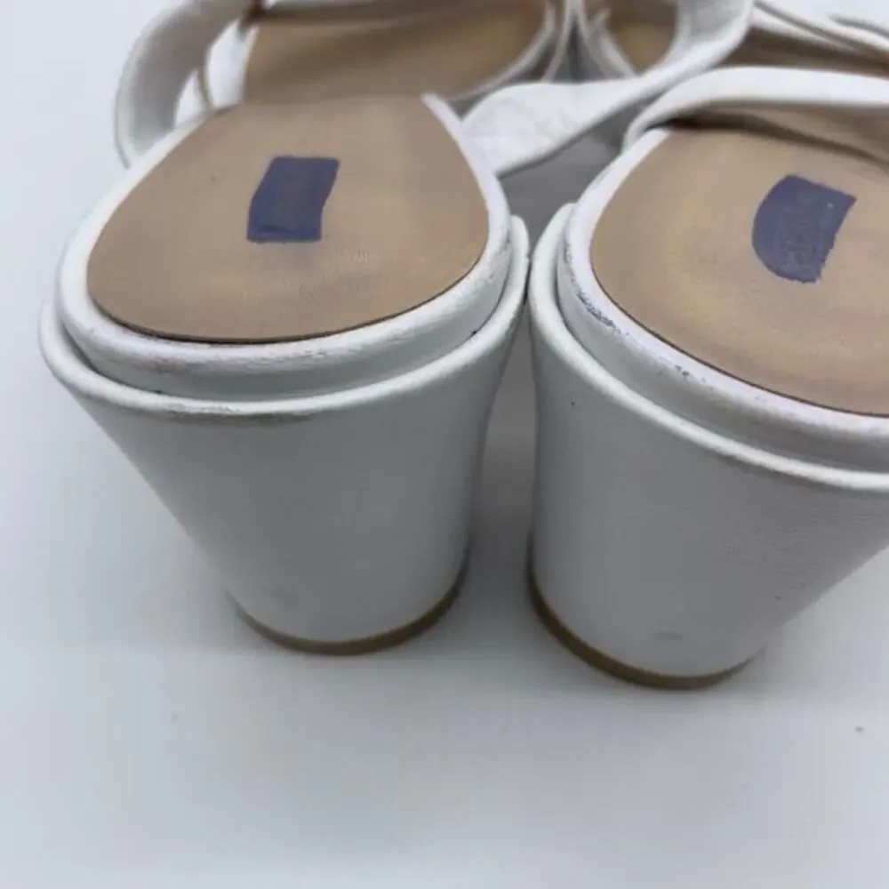 Stuart Weitzman Women's Bandeau White Bow Leather Slide Sandals Size‎ 11.5